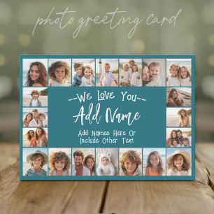 Tarjeta Festiva Collage de fotos 'Te amamos' - Hasta 20 fotos