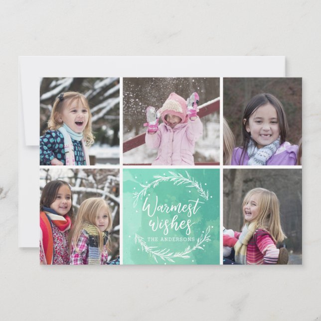 Tarjeta Festiva Collage de fotos Wreath Warmest (Anverso)