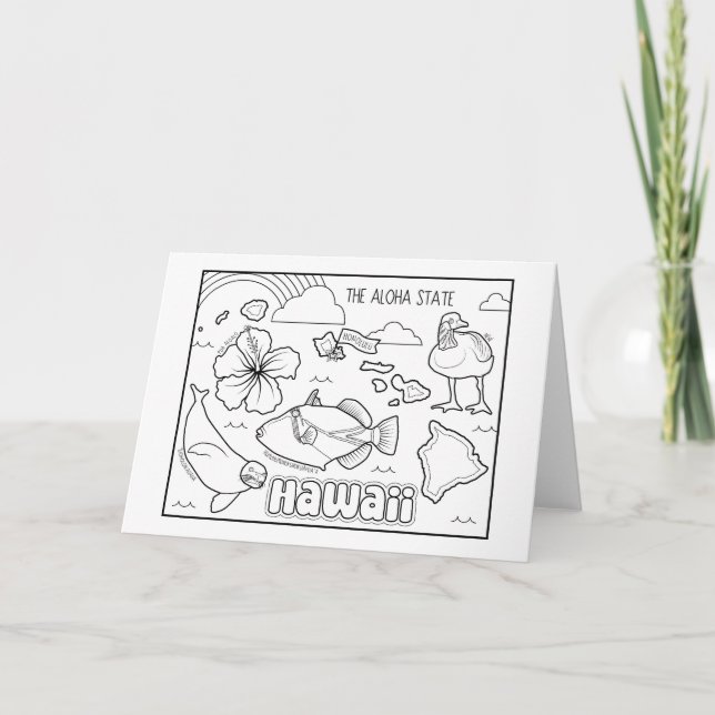 Tarjeta Festiva collage de hawaii color me (Anverso)