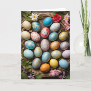 Tarjeta Festiva Collage de huevo decorativo de Pascua lindo