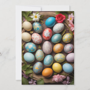 Tarjeta Festiva Collage de Huevos de Semana Santa decorativo