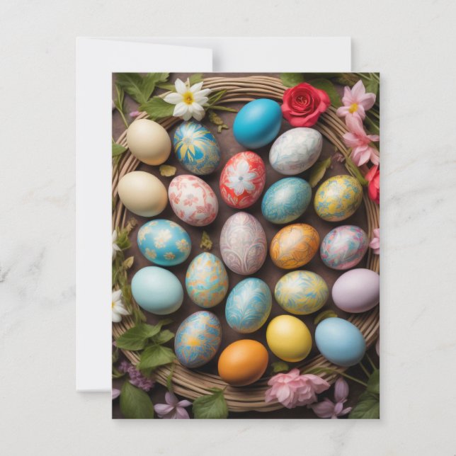 Tarjeta Festiva Collage de Huevos de Semana Santa decorativo (Anverso)