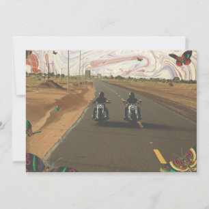 Tarjeta Festiva Collage de motocicletas en la carretera con pintur