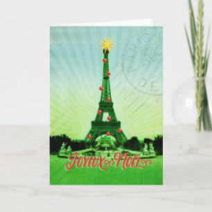 Tarjeta Festiva Collage de Navidades de la Torre Eiffel