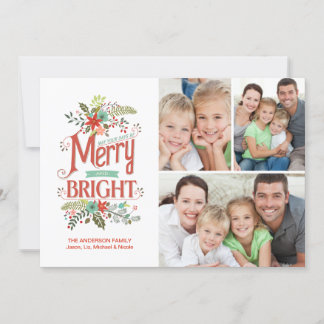 Tarjeta Festiva Collage de Navidades florales merry y luminosos re