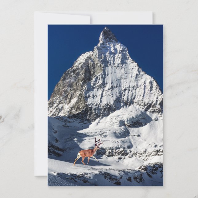 Tarjeta Festiva Collage de renos en las montañas (Anverso)