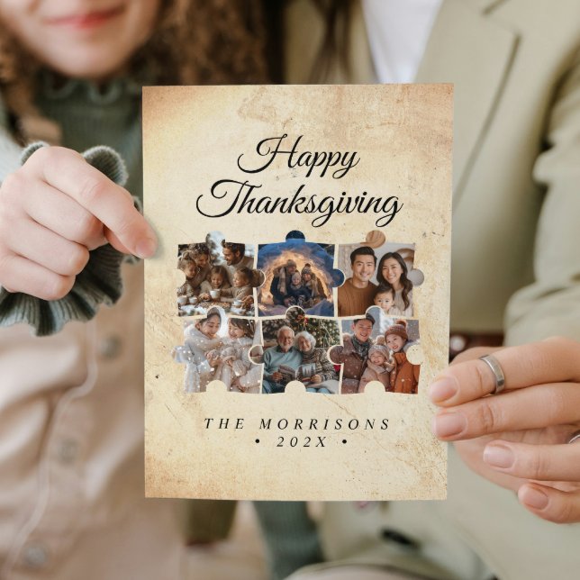 Tarjeta Festiva Collage del rompecabezas 6 Foto Rustic Happy Thank (Subido por el creador)