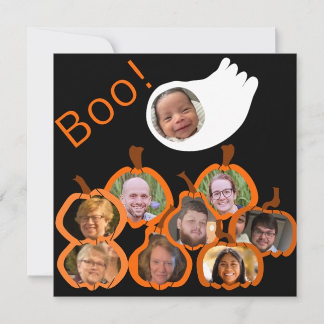 Tarjeta Festiva Collage Familiar de Halloween  (Anverso)
