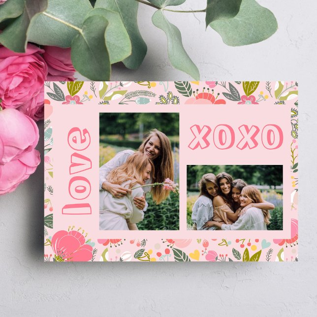 Tarjeta Festiva Collage fotográfico rosa rosa floral del Día de Ga (Subido por el creador)