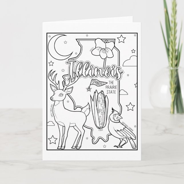 Tarjeta Festiva collage illinois color me (Anverso)