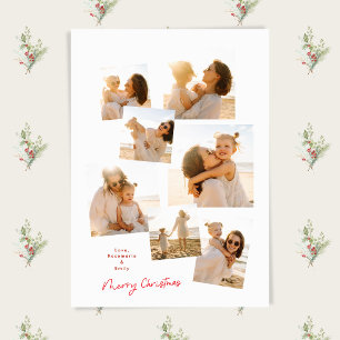 Tarjeta Festiva Collage Minimal Navidades rojos simples Multi 7 Fo