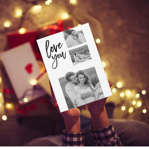 Tarjeta Festiva Collage moderno Couple Photo & Love You Beauty Gif