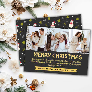Tarjeta Festiva Collage moderno de 3 fotos adorables Navidades gri
