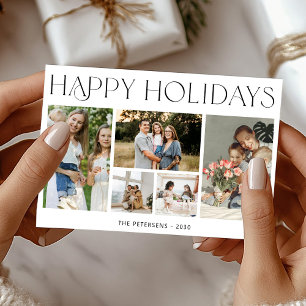 Tarjeta Festiva Collage moderno de 5 fotos Navidades Felices Fiest