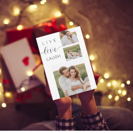 Tarjeta Festiva Collage moderno Pareja foto y Live Love Laugh Gift