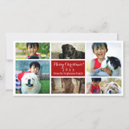 Tarjeta Festiva Collage navideño de Feliz Seis fotos familiares