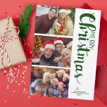 Tarjeta Festiva Collage of 3 photos Family Christmas<br><div class="desc">Envíe hermosos saludos de vacaciones con esta Hermosa tarjeta de Navidad con collage de 3 fotos! El diseño presenta 3 fotos a la izquierda de la tarjeta, con una tipografía Navideña y moderna a la derecha, que dice "Feliz Navidad". La parte posterior de la tarjeta contiene franjas diagonales simples en...</div>