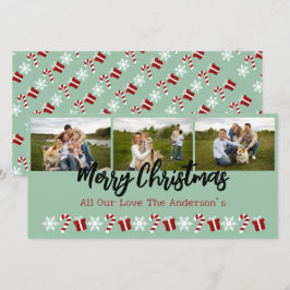 Tarjeta Festiva Collage personalizado de 3 fotos con árboles de Na