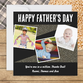 Tarjeta Festiva Collage Personalizado de 3 Fotos Elegante Día del 