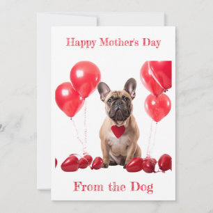Tarjeta Festiva Collar de corazón rojo personalizado para Bulldog 