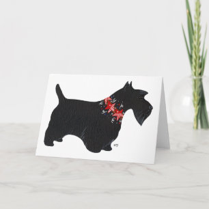 Tarjeta Festiva Collar de vacaciones para Terrier Escocés Negro
