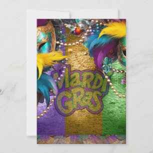 Tarjeta Festiva Collares de perlas de SlipperyJoe's Mardi Gras dob