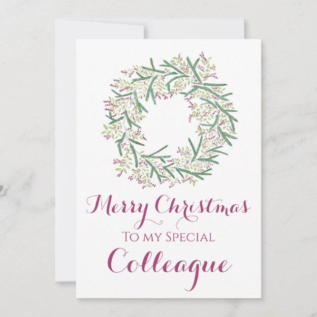 Tarjeta Festiva Colleague Navidades Card berries wreath (Anverso)