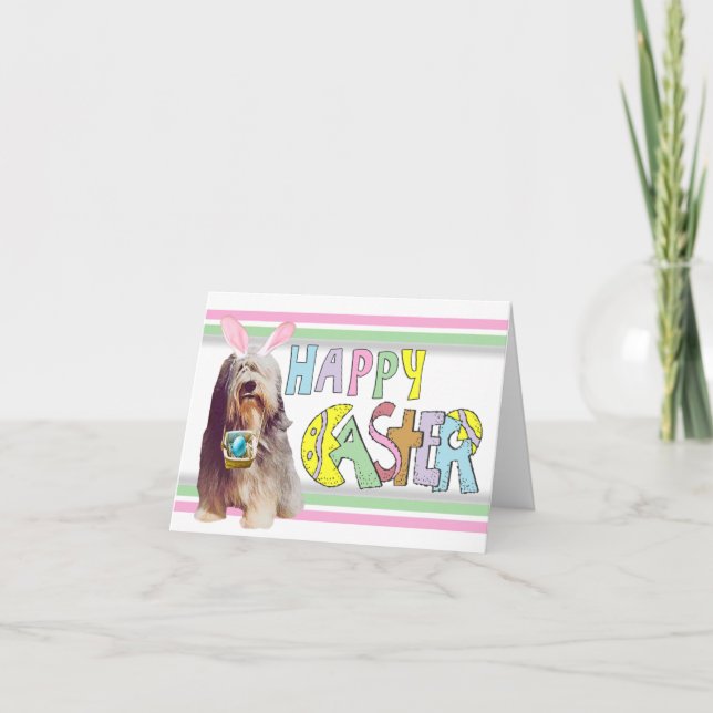 Tarjeta Festiva Collie con barba de Pascua (Anverso)