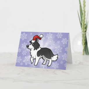 Tarjeta Festiva Collie de borde de navidades