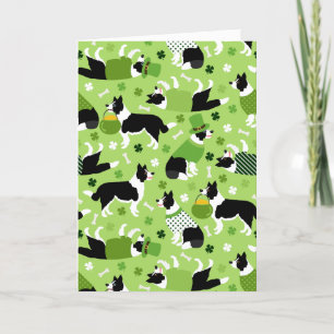 Tarjeta Festiva Collie de frontera del Día de San Patricio