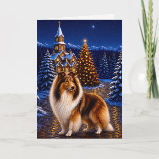 Tarjeta Festiva Collie de Pelo Áspero de Vacaciones