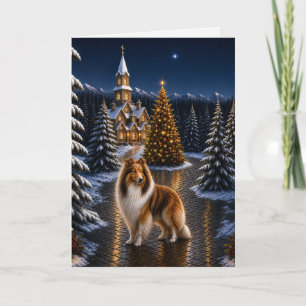 Tarjeta Festiva Collie de Pelo Áspero de Vacaciones