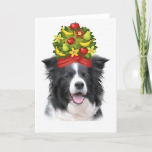 Tarjeta Festiva Collie Ditzy de Dogs~Original Notecard~Border
