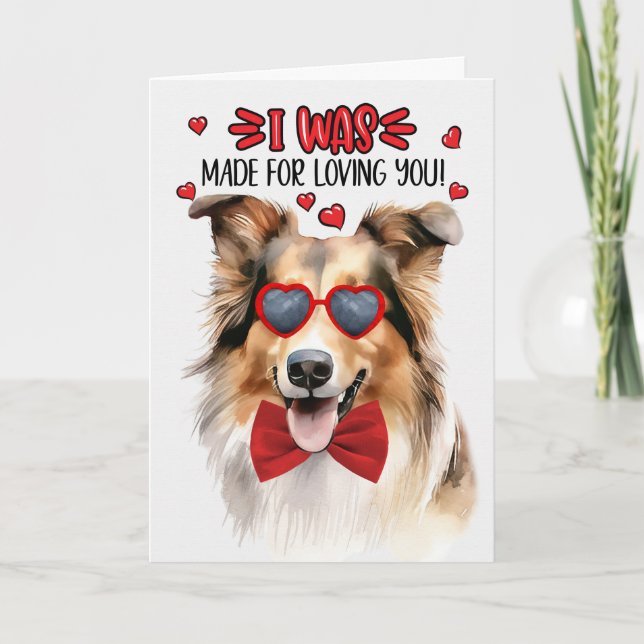Tarjeta Festiva Collie Dog hecho para amarte Valentine (Anverso)