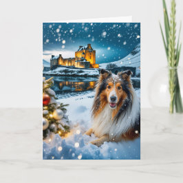 Tarjeta Festiva Collie Holiday Card