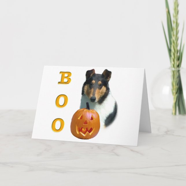 Tarjeta Festiva Collie (liso) Boo (Anverso)