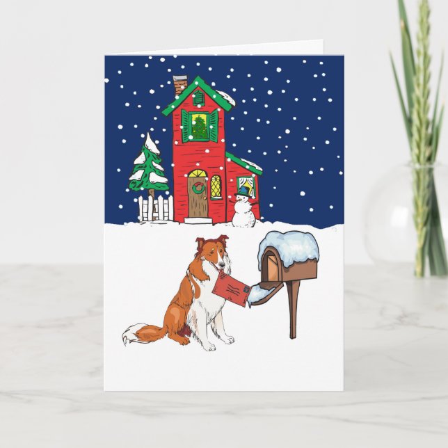 Tarjeta Festiva Collie Navidades Mail (Anverso)