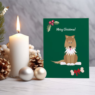 Tarjeta Festiva Collie Perro Niña Bonita Personalizable
