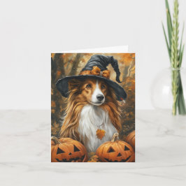 Tarjeta Festiva Collie/Sheltie Halloween
