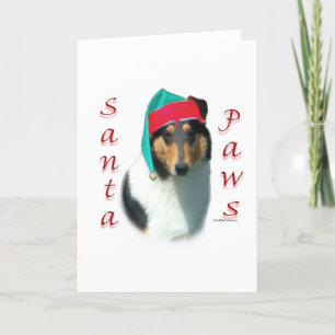 Tarjeta Festiva Collie (suave) Santa Paws