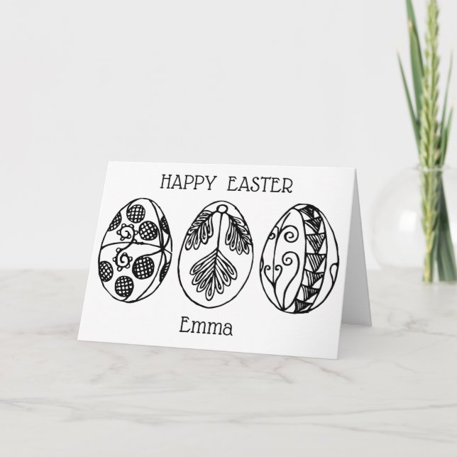 Tarjeta Festiva Coloca tu propia mano Huevos de Pascua, Personaliz (Anverso)