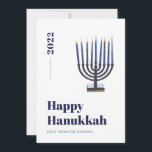 Tarjeta Festiva Color de agua azul Minimalista Menorah Candle Hanu<br><div class="desc">© Gorjo Designs. Hecho para ti a través de la plataforma Zazzle. // ¿Necesita ayuda para personalizar su diseño? ¿Tienes otras ideas? No dude en ponerse en contacto conmigo (Zoe) directamente a través del botón de contacto de abajo.</div>