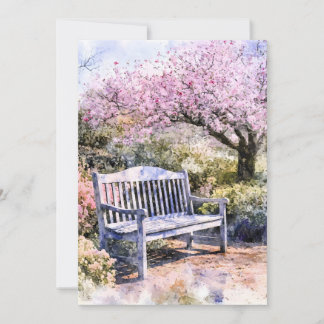 Tarjeta Festiva Color de agua del banco de flores de primavera