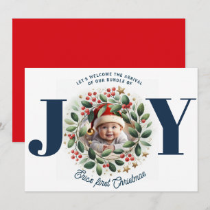 Tarjeta Festiva Color de agua rojo Mistletoe wreath Bundle de JOY