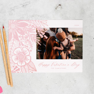 Tarjeta Festiva Color de agua rosa Floral Día de San Valentín Bouq