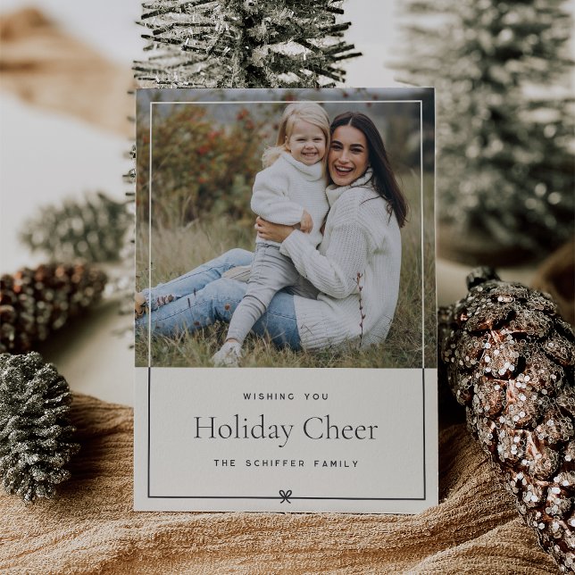 Tarjeta Festiva Color marfil | Navidades Mínimos Sencillos Bow Pho (Subido por el creador)