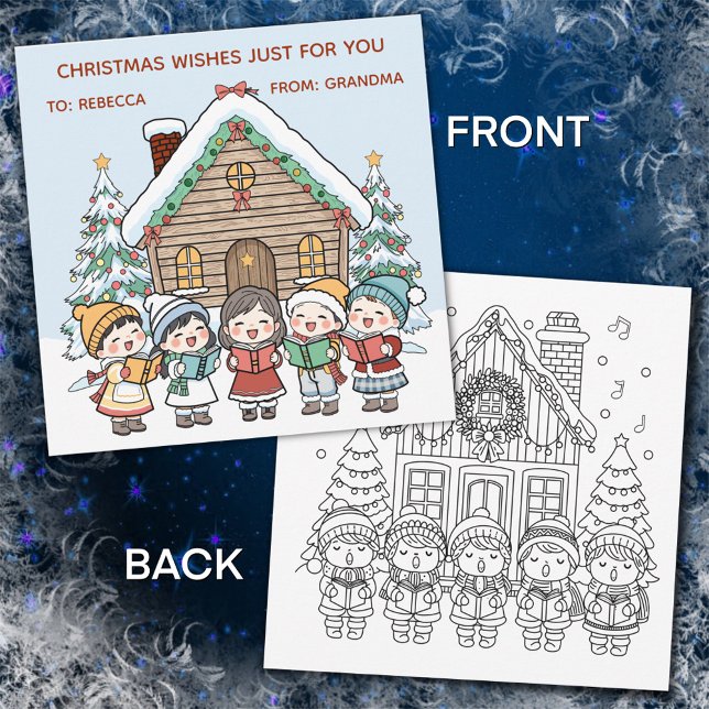Tarjeta Festiva Color Me Christmas Card with Carolers (Subido por el creador)