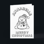 Tarjeta Festiva Color Me En La Actividad De Los Niños Blancos Y Ne<br><div class="desc">Esta divertida tarjeta de navidades incluye un lindo muñeco de nieve y el nombre de su hijo a colorear. Dentro de una actividad para que tus hijos terminen, cuántos hombres de nieve pueden contar. ¡Un poco de trabajo para padres y profesores, ya que no los he contado por ti! En...</div>