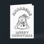 Tarjeta Festiva Color Me En La Actividad De Los Niños Blancos Y Ne<br><div class="desc">Esta divertida tarjeta de navidades incluye un lindo muñeco de nieve y el nombre de su hijo a colorear. Dentro de una actividad para que tus hijos terminen, cuántos hombres de nieve pueden contar. ¡Un poco de trabajo para padres y profesores, ya que no los he contado por ti! En...</div>