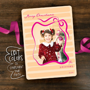 Tarjeta Festiva Color Personalizado Lazo Caprichoso Rayado Foto Es